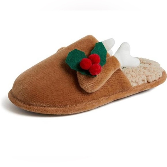 NWT 🤎❤️Dearfoams Women's Tan Slippers with Festive Red Details size XL 11/12 🤎❤️ - Picture 6 of 14